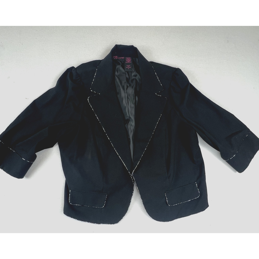 Vintage Torrid Open Blazer Womens 4 Stretch Black Lined‎ Chic Casual Business